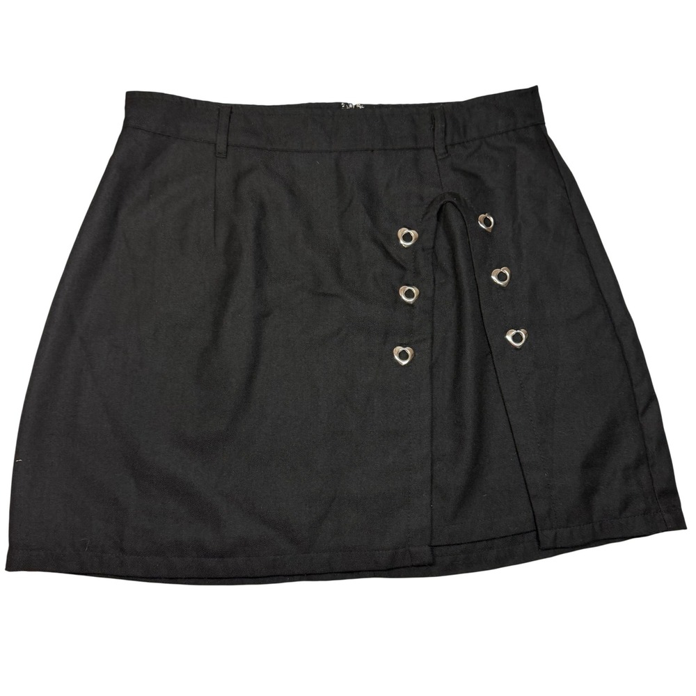 HOT TOPIC Womens Black Eyelet Detail Mini Skirt Size XL Grunge Y2K A Line Gothic